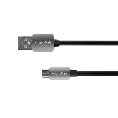 Cablu USB tata - microUSB tata Kruger &amp;amp;amp; Matz, 1 m, Negru foto