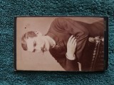 FOTOGRAFIE DE EPOCA anii 1880 , atelier TIEDGE -Pictor si Fotograph -Bucharest -Calea Victoriei no 13 ,langa Polici .Distins domn cu mustata