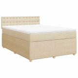 Cumpara ieftin Pat continental cu saltea, crem, 140x200 cm, material textil