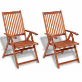 Set 2 Scaune Gradina Pliabile Lemn Acacia Maro vidaXL 5 pozitii 57x69x111 cm