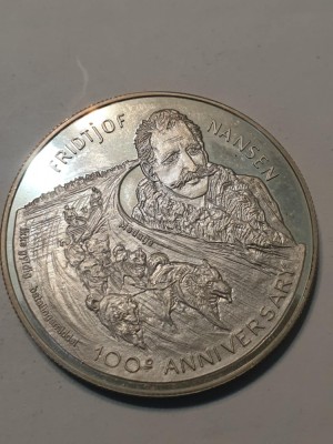 P1 Norway Proof 1993 Sir.Fridjof Nansen 20 Ecu Silver ARGINT .925 ,25 g /Moneda din foto foto