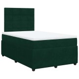 Cumpara ieftin Pat box spring cu saltea, verde inchis, 120x200 cm, catifea