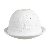 Suport lumanare Craciun portelan alb &Oslash; 12x8 cm