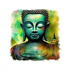Sticker decorativ, Buddha, Verde, 55 cm, 6797ST foto