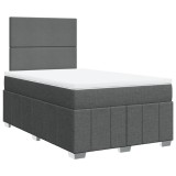 Cumpara ieftin Pat box spring cu saltea, gri inchis, 120x190 cm, textil