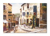 Cumpara ieftin Tablou peisaj citadin pictat manual, Alee in orasul vechi, 100x70cm ulei pe panza, Valentin Pop