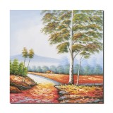 Cumpara ieftin Tablou pictat manual in cutit, Peisaj din natura, 100x100cm ulei pe panza, gata de expus pe perete