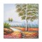 Tablou pictat manual in cutit, Peisaj din natura, 100x100cm ulei pe panza, gata de expus pe perete