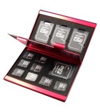 TF si micro-SD Carcasa din aluminiu pentru caduri de memorie-Culoare Roșu