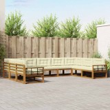 vidaXL Set de canapele de exterior cu pernă 9 pcs Natural și Crem 3368178