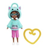 Papusa Polly Pocket Hoodie Buddy Cat Dark Skin (hkv99)