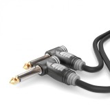 Cablu audio jack 6.35mm mono unghi 90 grade 0.3m T-T Negru, HBA-6A-0030, HICON