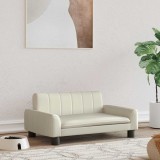 VidaXL Pat de c&acirc;ini, crem, 70x45x30 cm, piele ecologică