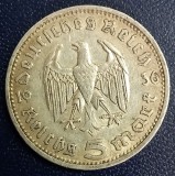 (A1069) MONEDA DIN ARGINT GERMANIA - 5 MARK 1936, LIT. D, PAUL VON HINDENBURG, Europa