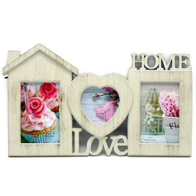 Rama foto decorativa cu 3 poze, model Love Home, 41 x 25 cm foto