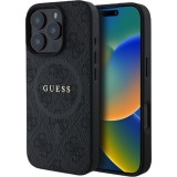 Guess Husa PU Leather 4G Colored Ring MagSafe iPhone 16 Pro Negru