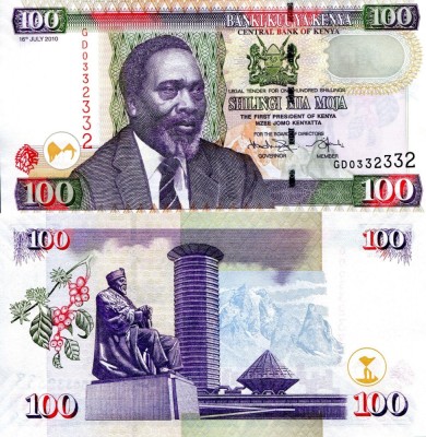 !!! KENYA - 100 SCHILINGI 2010 - P 48 e - UNC / SEMN. DIN SCAN foto