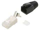 Conector RJ45 ecranat Cat 6a cu manșon pe cablu - mufă PIN 8