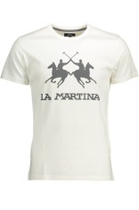 La Martina Tricou barbati, cu imprimeu pe centru, Regular Fit, Alb (Marime: 3XL) foto
