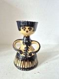 Figurina decorativa ceramica Mid-Century Modern 15cm personaj feminin pictat manual vintage arta retro unicat