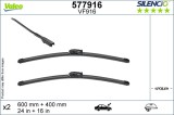 Set 2 Stergatoare Parbriz Valeo Silencio Flat Blade, Cauciuc+Grafit, Carlig/Universal, Auto, Negru