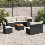 Gossi set mobilier de gradina cu perne, 9 piese, negru, poliratan