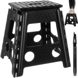 Scaunel pliabil antiderapant negru 39 cm, pentru casa si uz zilnic