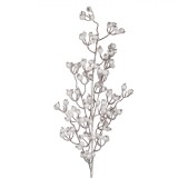 Ramură Decorativă de Crăciun, Glitter Argintiu, Fructe Albe, 74 cm, Oem