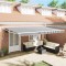 Copertină retractabilă antracit/alb, 5x3 m, textil/aluminiu