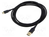 Cablu USB 2.0 VENTION USB A la USB C aurit 2m negru textilă