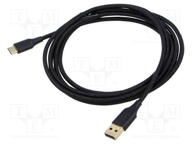Cablu USB 2.0 VENTION USB A la USB C aurit 2m negru textilă
