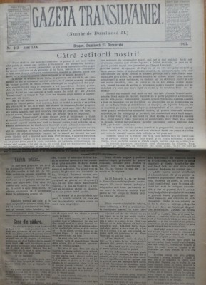 Gazeta Transilvaniei , Numer de Dumineca , Brasov , nr. 283 , 1907 foto