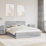 vidaXL Cadru de pat cu sertar Gri Sonoma 160 x 200 cm Lemn Ingineresc 3410691