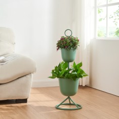 Suport 2 ghivece plante Alphen 76,5cm verde [en.casa] HausGarden Leisure foto