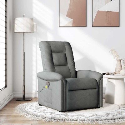 Gossi fotoliu de masaj rabatabil, gri inchis, material textil foto