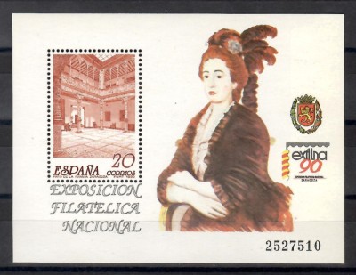 Spania 1990 - Expozitia Nationala de Timbre EXFILNA &amp;#039;90, Saragossa, Coliță, MNH foto