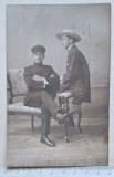 Carte poștală foto circulată Rom&acirc;nia 1912 &ndash; portret doi tineri &ndash; timbru Carol I