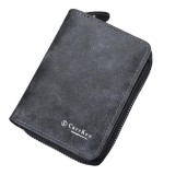 Portofel retro texturat, bifold multifunctional, cu fermoar si prindere cu capsa, Oem