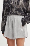 adidas Originals pantaloni scurți din bumbac Essential culoarea gri, melanj, high waist, IY7341