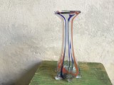 Arta / Design / Vintage - Vaza deosebita din sticla transparenta si colorata realizata manual mijlocul sec XX !