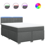 Cumpara ieftin Pat box spring cu saltea, gri inchis, 140x200 cm, textil