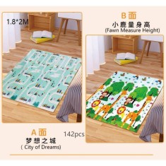 Covoras pentru Copii, Flippy, cu 2 Fete, Model Oras-Cerbi, +3 Luni, 180x200x1 cm, Multicolor