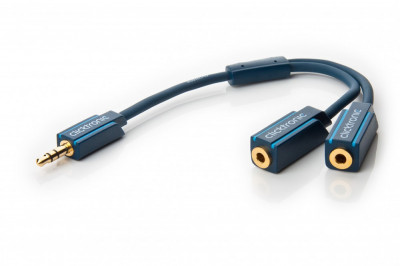 Cablu adaptor Profesional splitter Jack 3.5 mm x2 OFC cupru ecranat 10cm Clicktronic foto