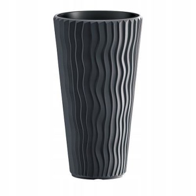 Ghiveci decorativ de flori, rotund, inalt, antracit, 29.7x53.1 cm, Sandy GartenVIP DiyLine foto