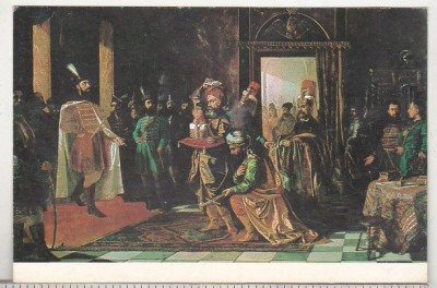 bnk cp Th Aman - Soli turci aduc daruri lui Mihai Viteazul - Vedere necirculata foto