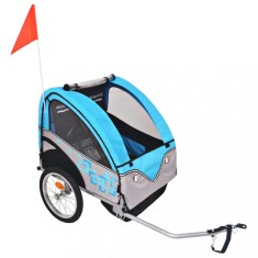 vidaXL Remorcă de bicicletă, gri și albastru, 30 kg