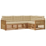 vidaXL Set de canapele de exterior cu pernă 4 pcs Natural și Bej 3383301