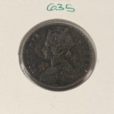 635 India British, &frac14; Anna - Victoria "VICTORIA QUEEN" 1862, KM#467