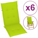 Perne scaun de grădină, 6 buc., verde aprins, 120x50x3 cm