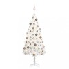 VidaXL Brad Crăciun pre-iluminat artificial, set globuri, alb, 120 cm 3077632